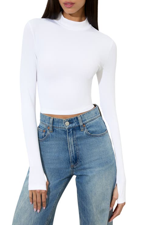 Delaina Mock Neck Crop Zip Knit Top