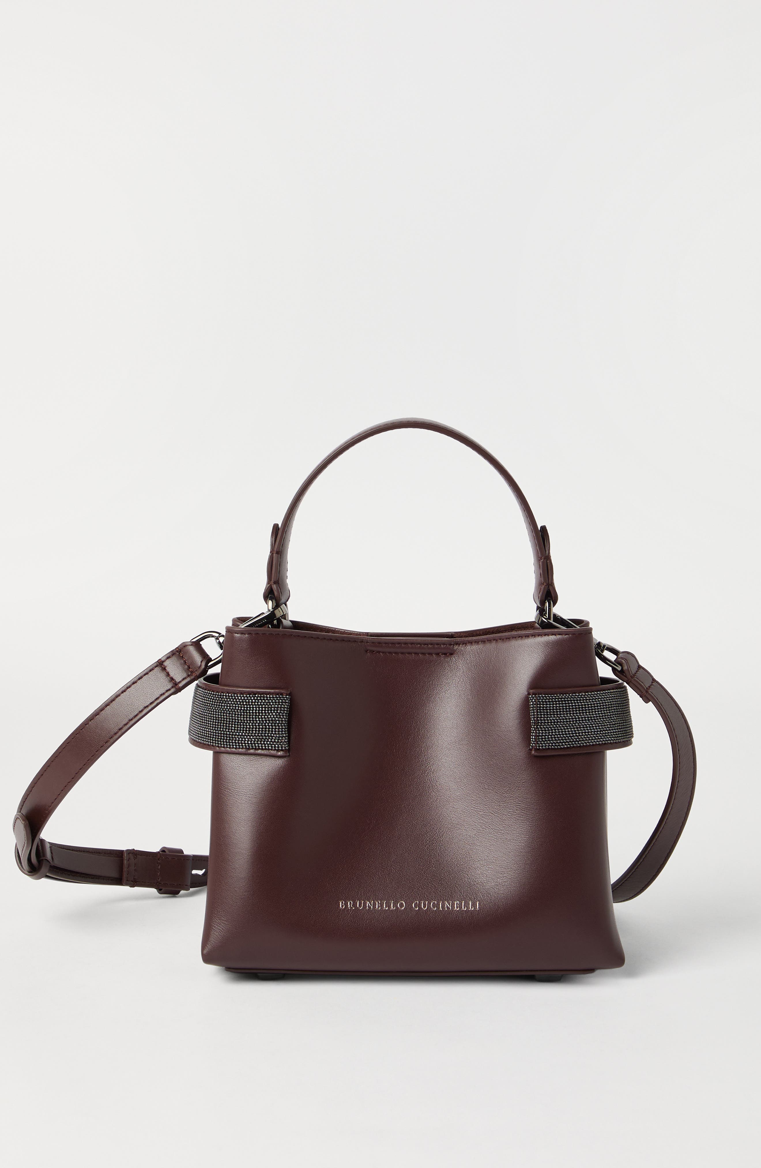 Brunello Cucinelli Small Top-Handle Essence bag, Alternate, color, Burgundy