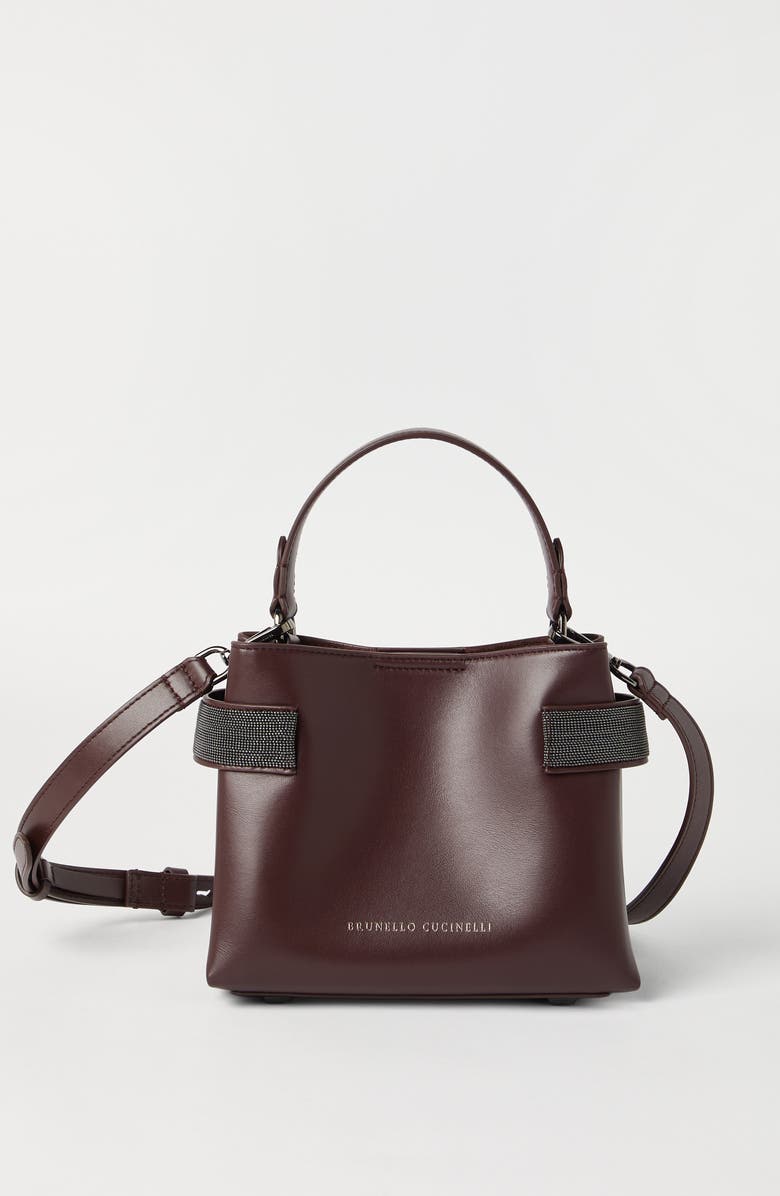 Brunello Cucinelli Small Top-Handle Essence bag, Alternate, color, Burgundy