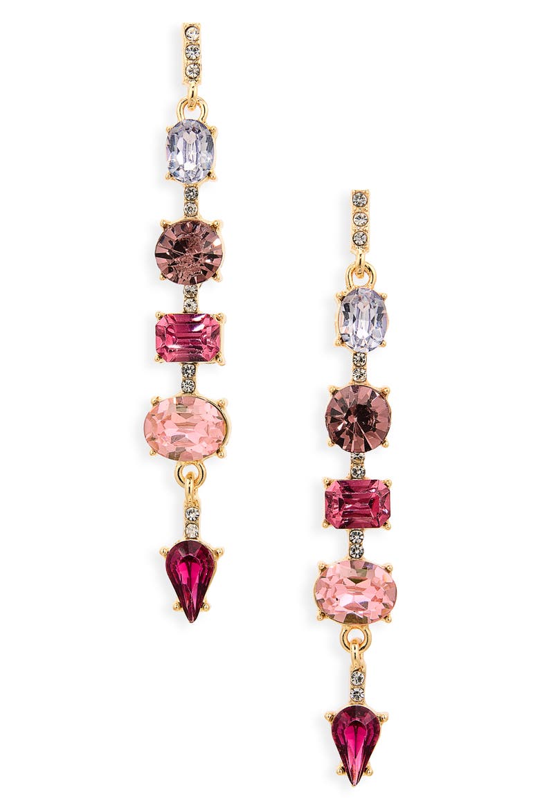 Crystal Linear Drop Earrings, Main, color, PURPLE/ MULTI