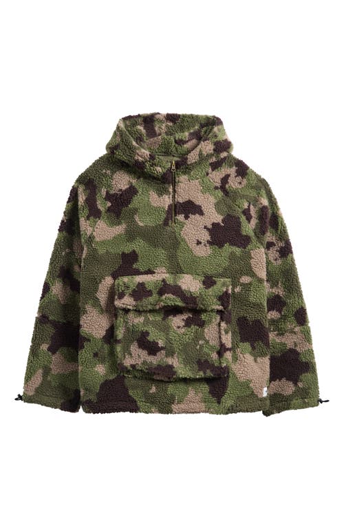 VANS VANS OVERSIZE CAMO HOODED FLEECE QUARTER ZIP PULLOVER 