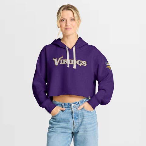 Women's Fanatics Purple Minnesota Vikings Oversized Hometown Heritage Cropped Hoodie