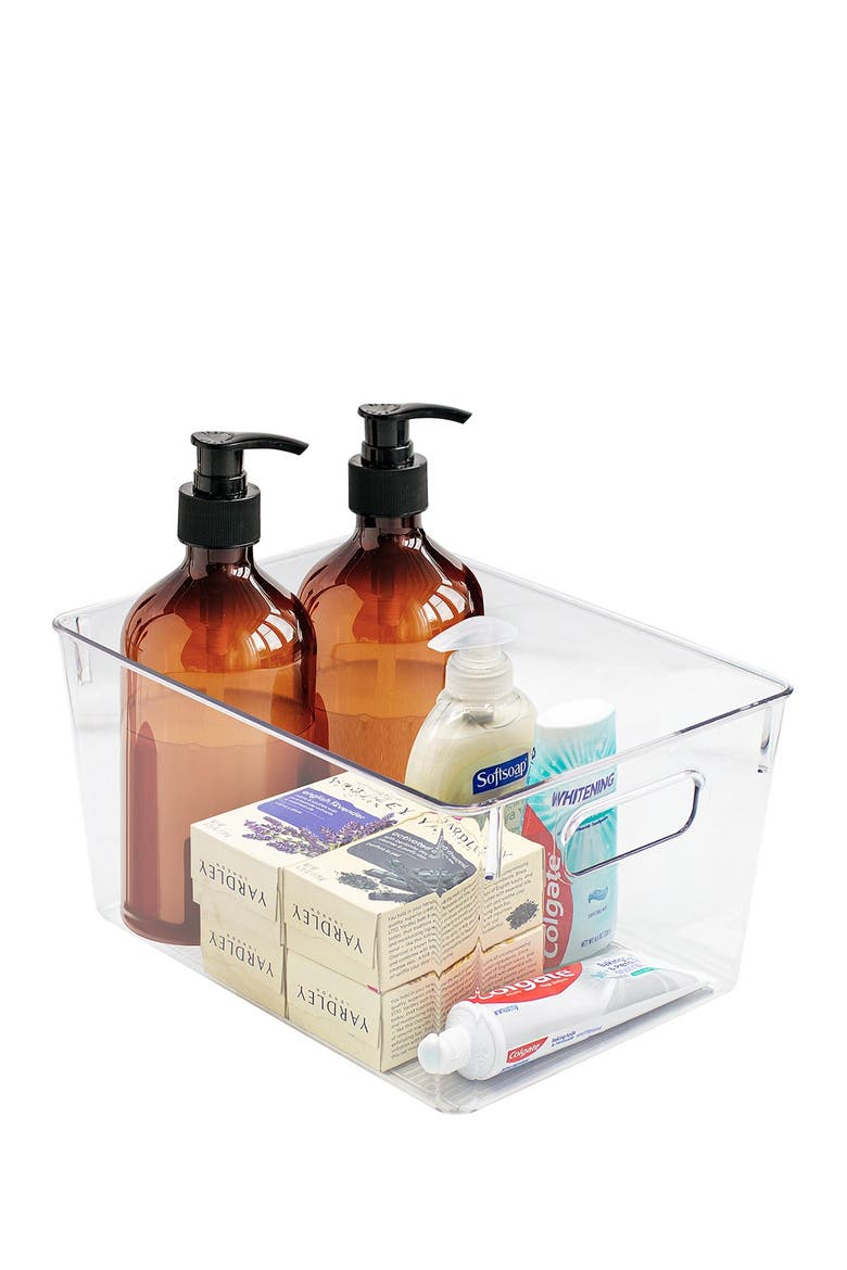 Big Square Handle Fridge Bin - Set of 4, Alternate, color, CLEAR