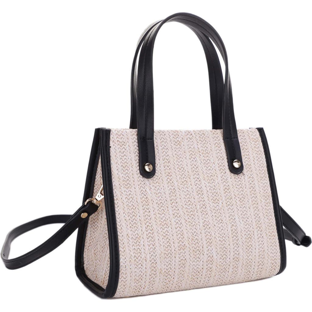 Emperia Annabelle Mini Straw Satchel In Natural/black