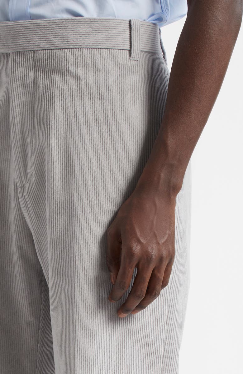 Thom Browne Unconstructed Straight Leg Cotton Corduroy Pants, Alternate, color, Light Grey