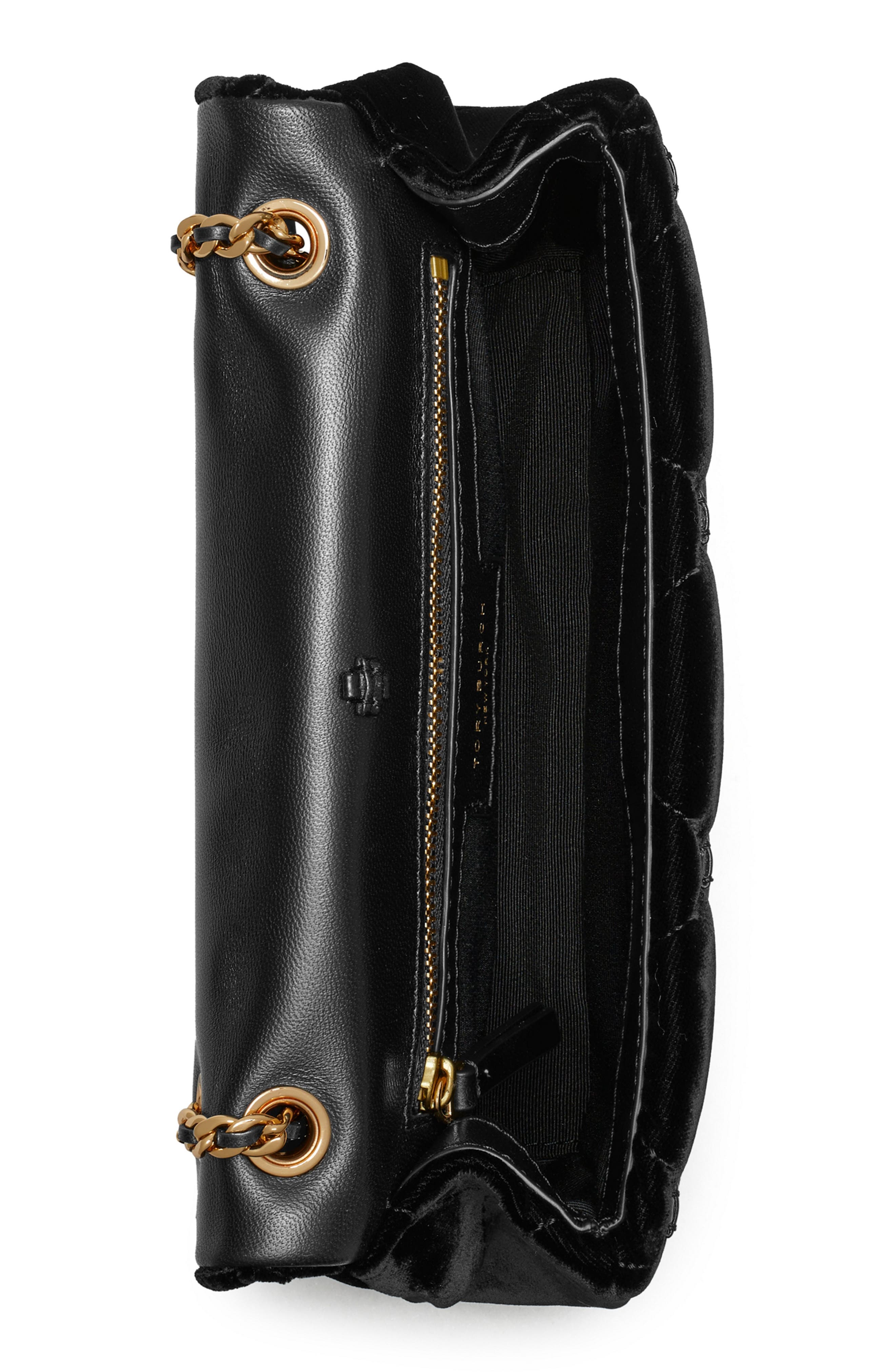 Bunny Knot Velvet Small Shoulder Bag, Alternate, color, BLACK