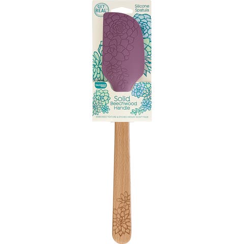 Laser Etched Beechwood Large Silicone Spatula, Succulent Collection, Set of 1, Purple