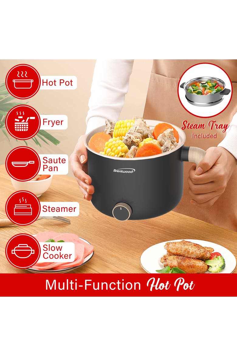 1.5 L Multi-Function Electric Hot Pot Cooker in Black, Alternate, color, Black