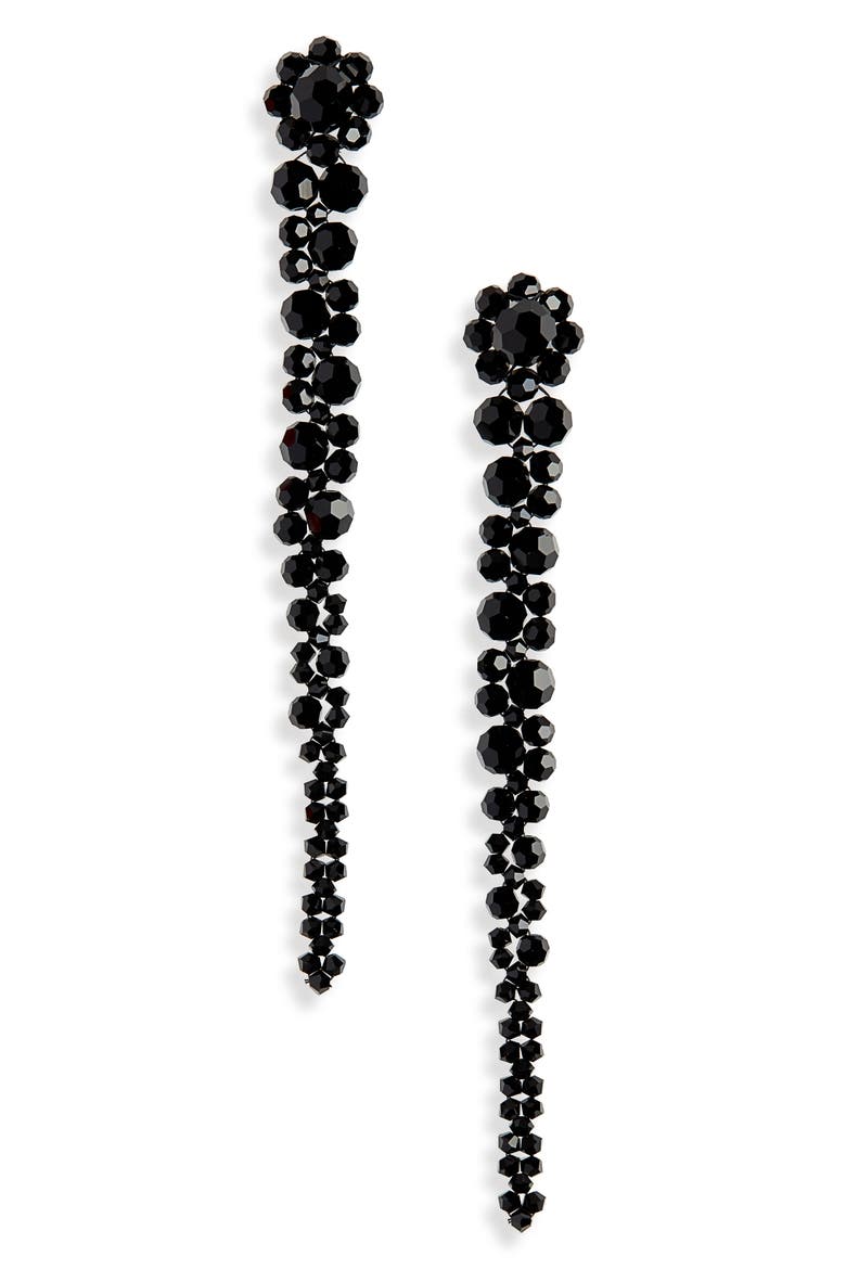 Beaded Drop Earrings, Main, color, JET