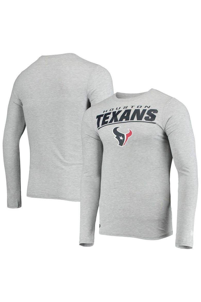 Men's New Era Heathered Gray Houston Texans Combine Authentic Stated Long Sleeve T-Shirt, Main, color, Heather Gray