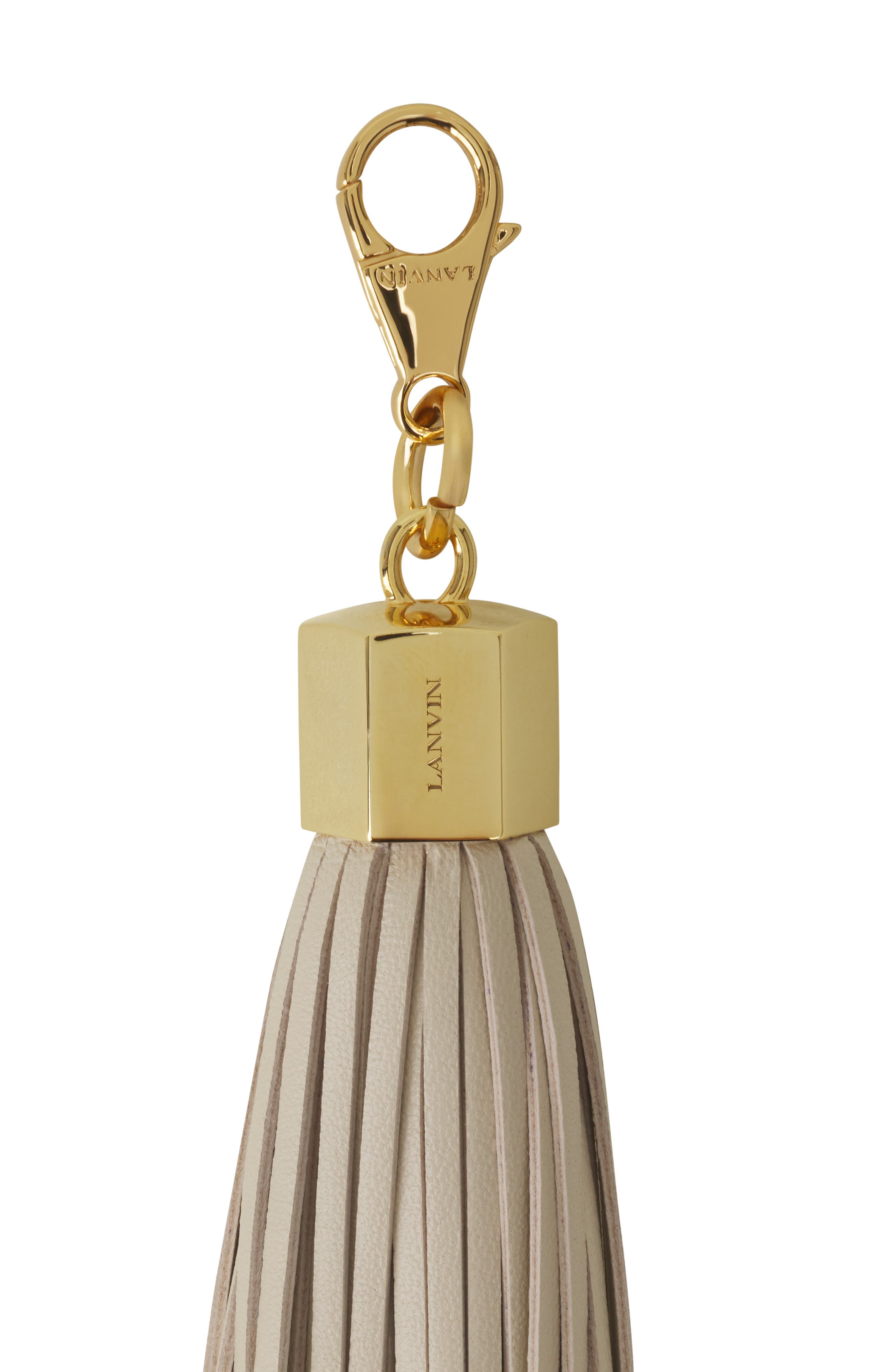 Leather Pompom Bag Charm, Alternate, color, Plaster