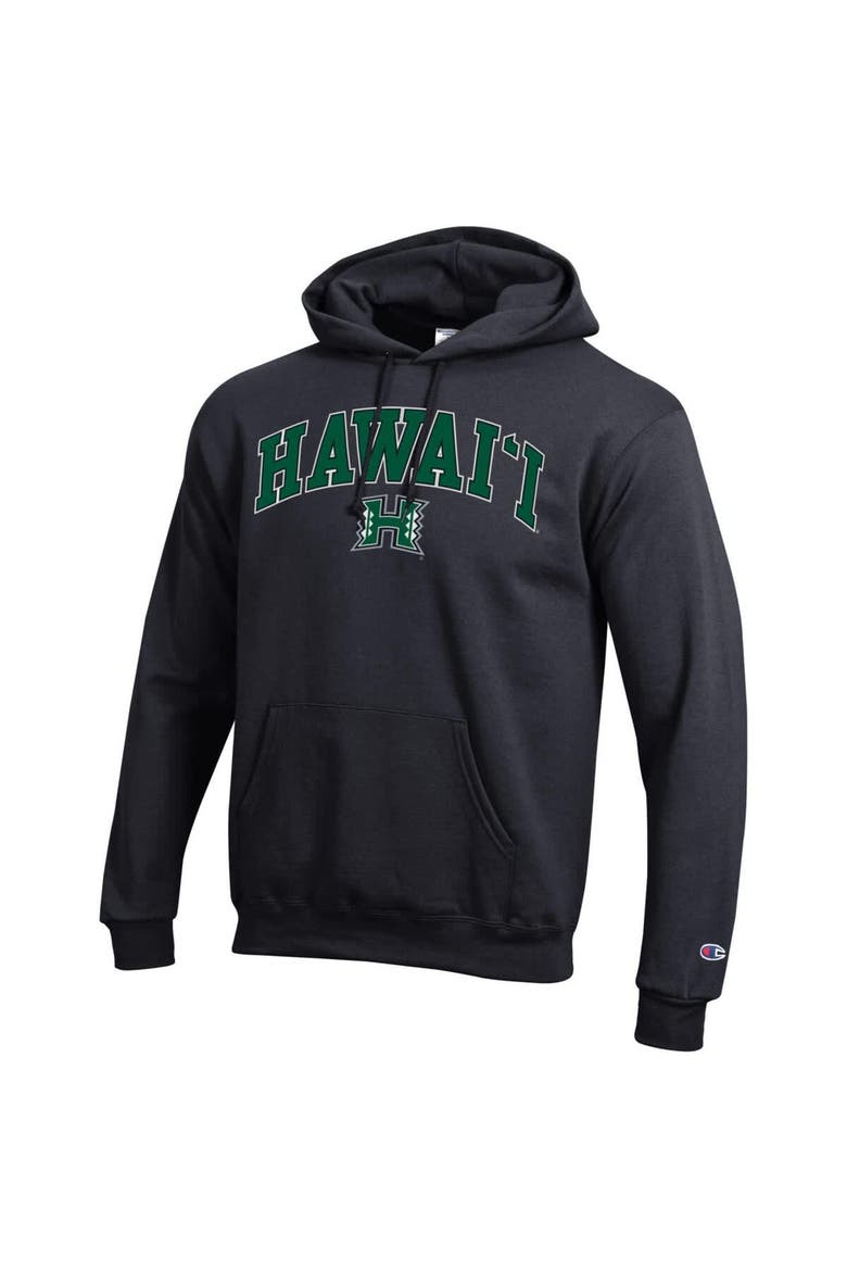 Men's Champion  Black Hawaii Rainbow Warriors Arched Logo Fleece Pullover Hoodie, Alternate, color, Black