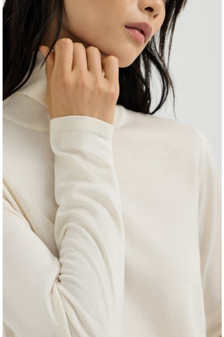Cashmere and silk lightweight turtleneck sweater, Alternate, color, White