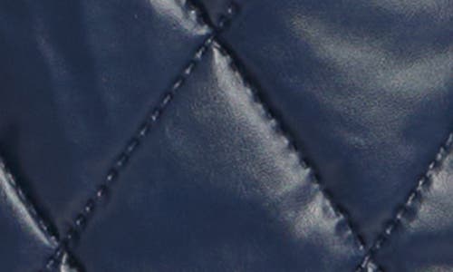 Badgley Mischka Quilted Faux Leather Trench Coat In Blue