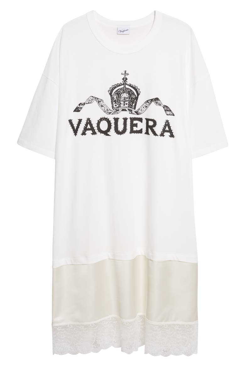 Mixed Media Graphic T-Shirt Dress, Alternate, color, WHITE
