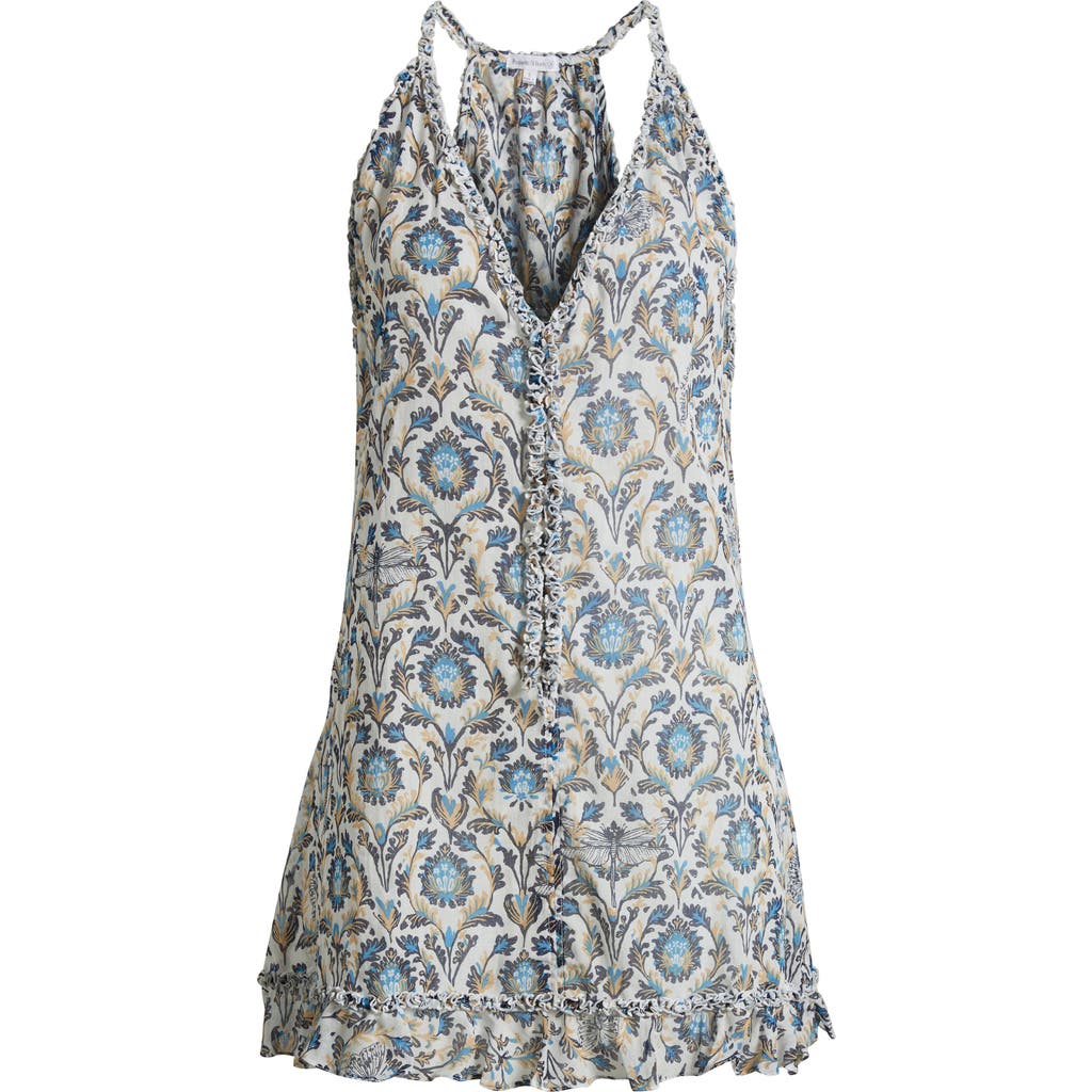Poupette St Barth Dalia Floral Cotton Cover-up Dress In Blue/black Victorian