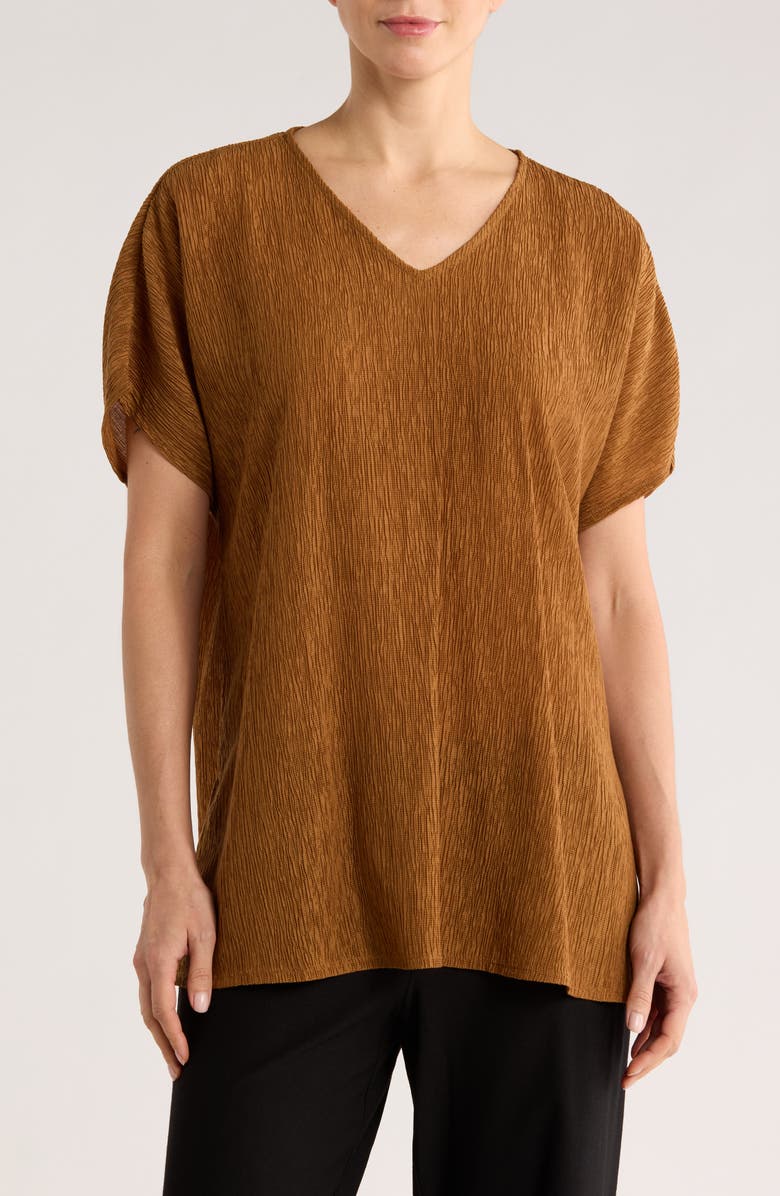 Eileen Fisher V-Neck Dolman Sleeve Tunic, Main, color, Bronze