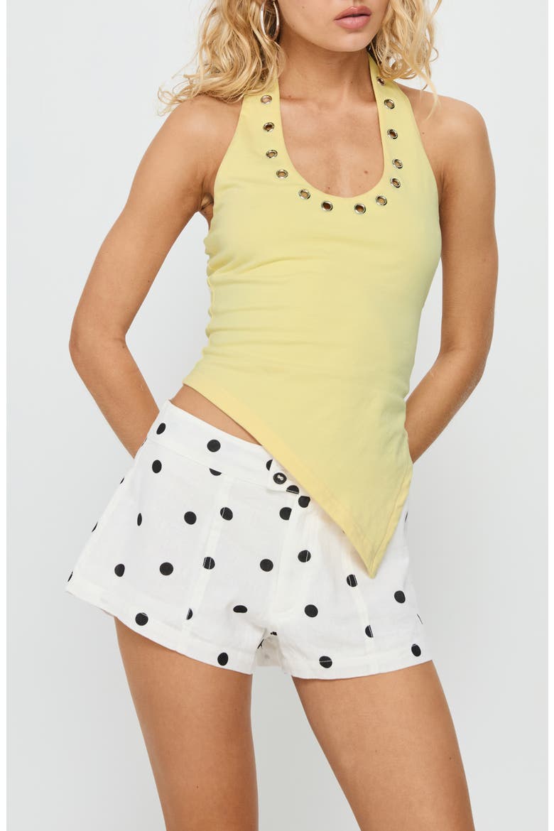 Appreciation Polka Dot Organic Cotton Blend Shorts, Main, color, WHITE POLKA