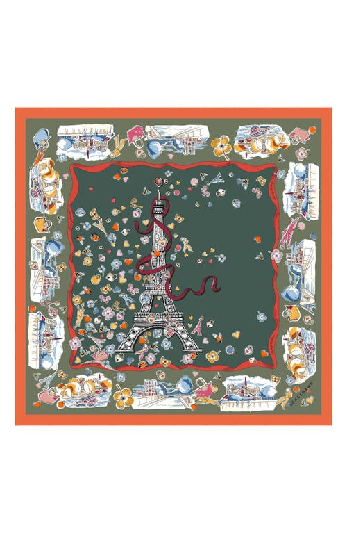 Longchamp Eiffel Tower Silk Square Bandana In Green