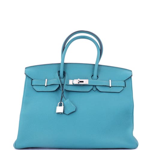 Pre-owned Hermes  Hermes Birkin Handbag Blue Togo With Palladium Hardware 35 In Blue