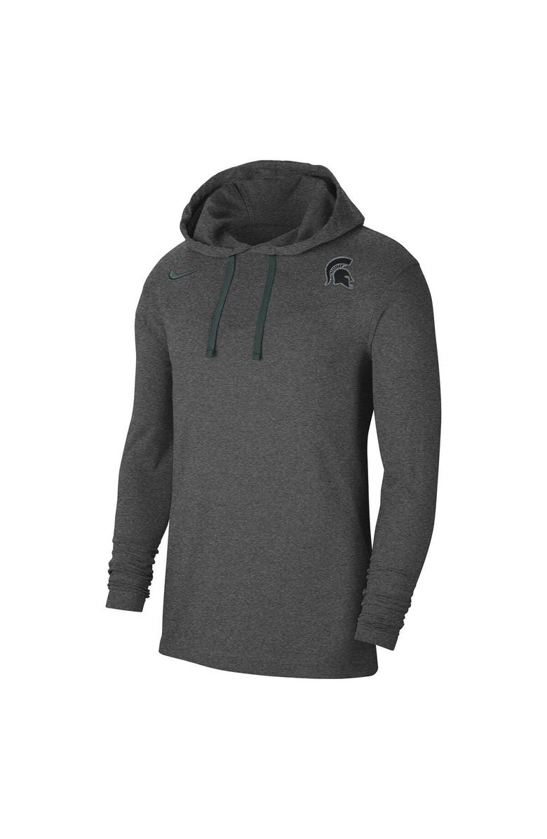 Nike Men's Nike Heathered Charcoal Michigan State Spartans Off-Field Performance Long Sleeve Hoodie T-Shirt, Alternate, color, 