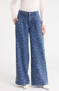 Joie Embroidered Floral High Waist Wide Leg Jeans