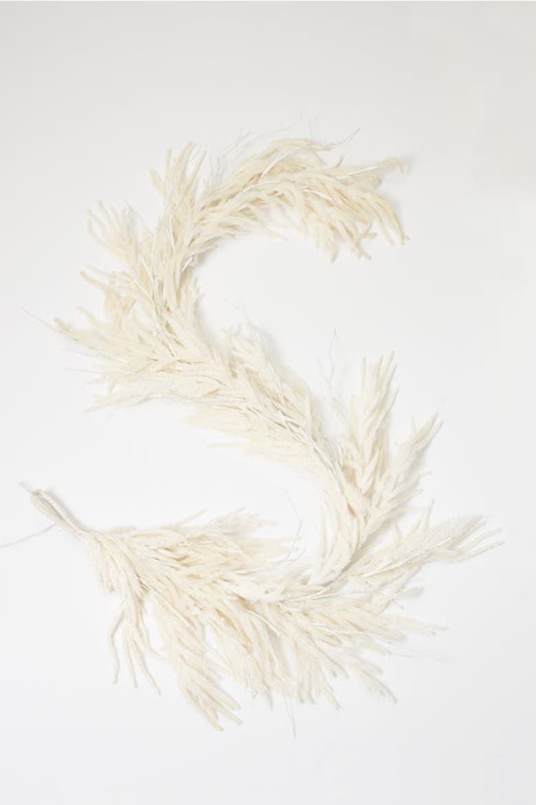 All Aglow - Pre-Lit White Norfolk Pine Christmas Mantel Garland Winter Table Runner, Alternate, color, White