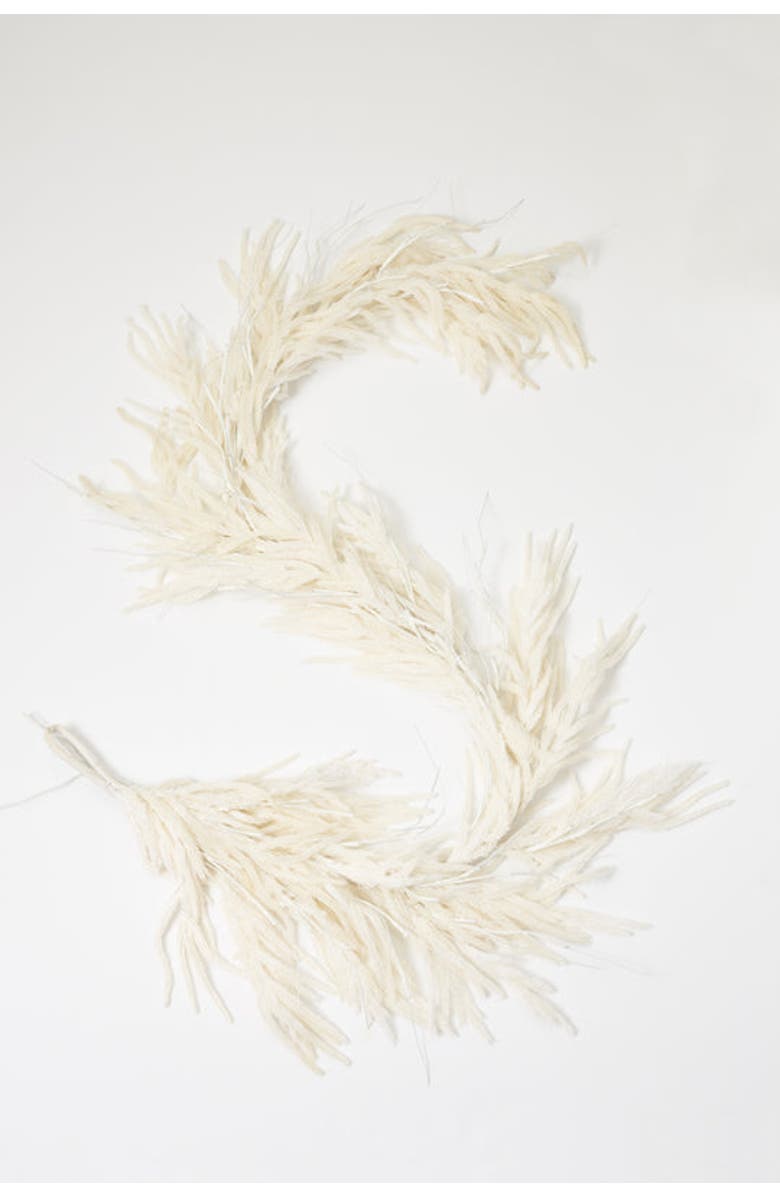 Darby Creek Trading All Aglow - Pre-Lit White Norfolk Pine Christmas Mantel Garland Winter Table Runner, Alternate, color, White