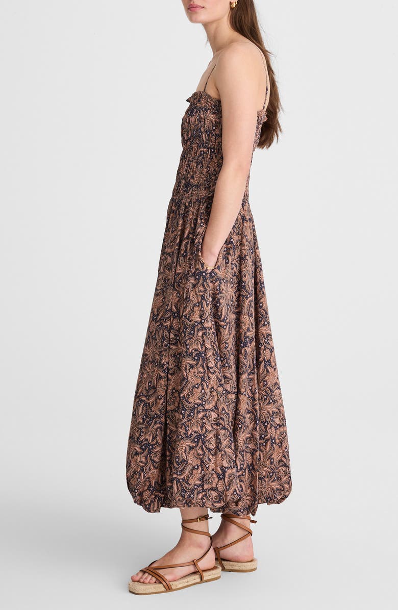 Madewell Paisley Smocked Bubble Hem Maxi Dress, Alternate, color,