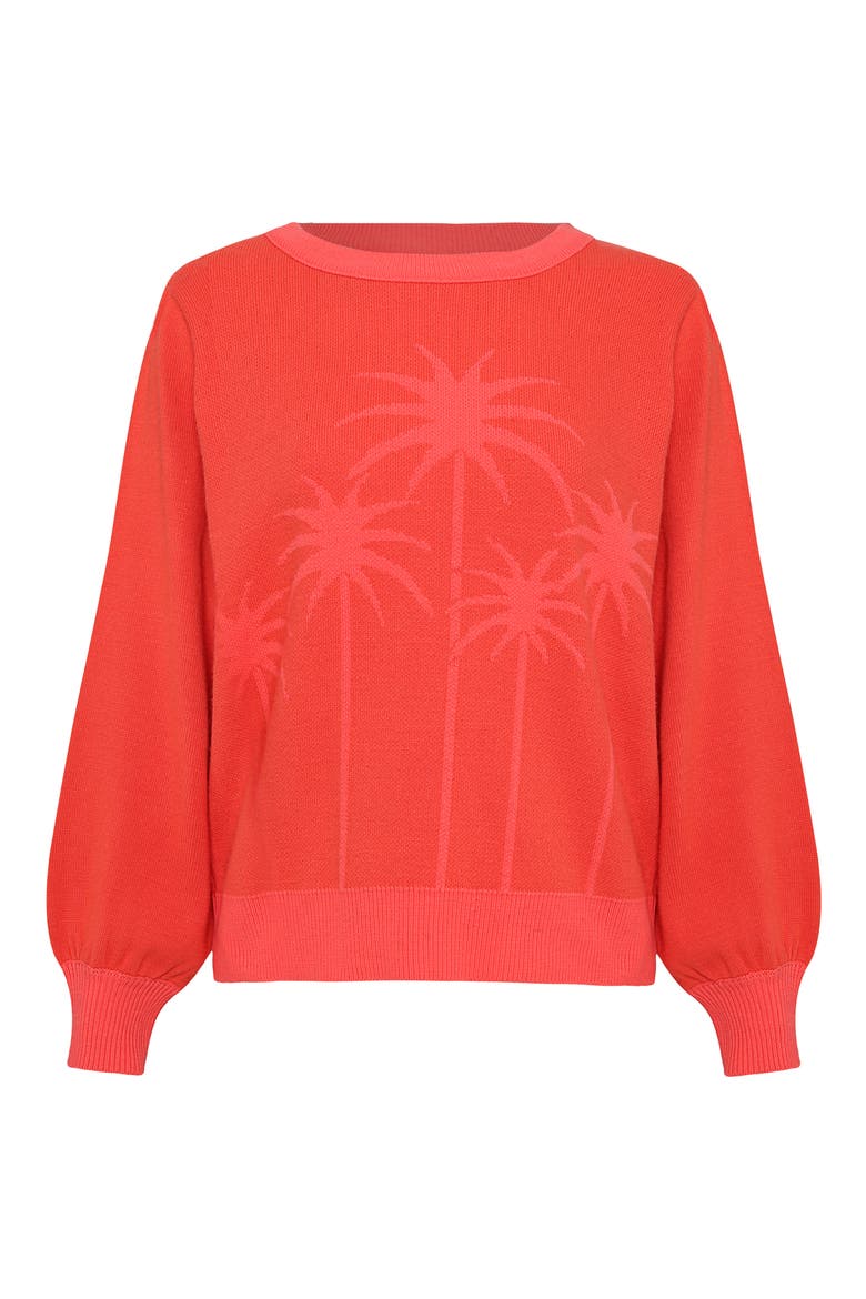Palm View Crewneck Sweatshirt, Alternate, color, BRIGHT RED