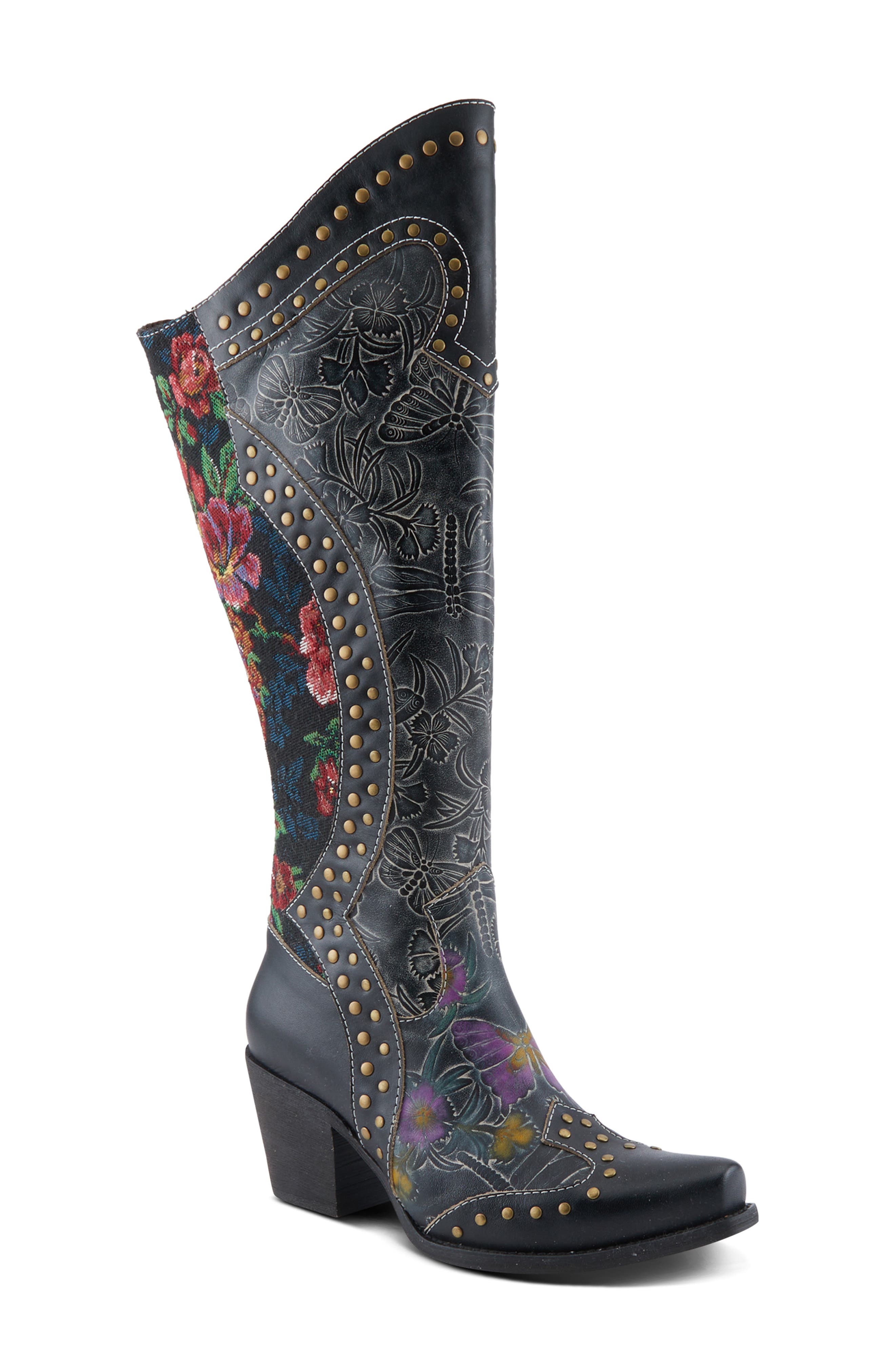 L'Artiste by Spring Step Mallorie Knee High Boot, Main, color, Black