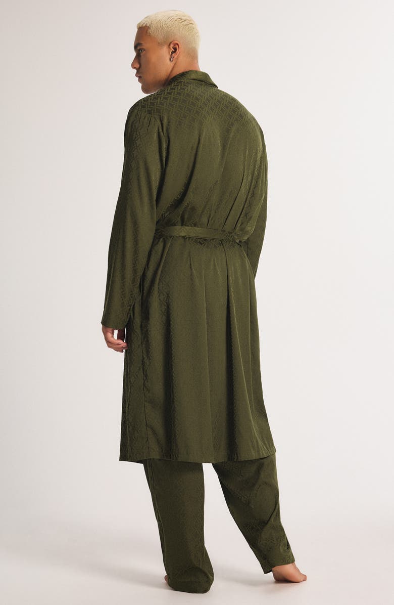 SAVAGE X FENTY Savage X Satin Jacquard Robe, Alternate, color, Camo Green X Hatch Jacquard
