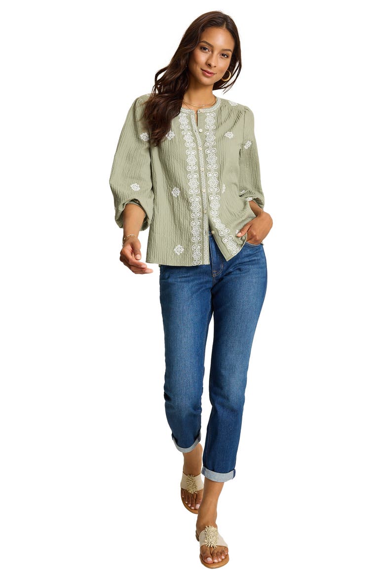 Embroidered Gauze Cotton Blend Top, Alternate, color, GARDEN GATE