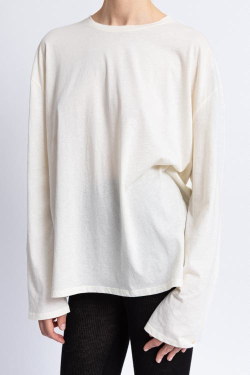 Alas Silk Wool Blend Long Sleeve T-shirt In White