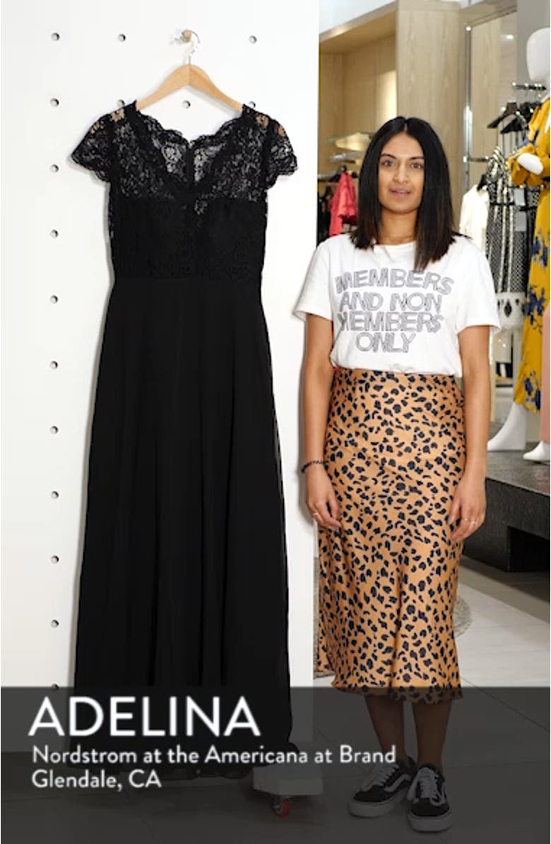 Lace & Chiffon Cap Sleeve Gown, sales video thumbnail