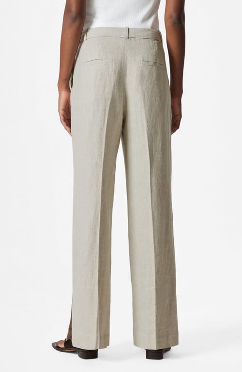 & Other Stories Pressed Crease Wide Leg Linen Trousers In White Dusty Light