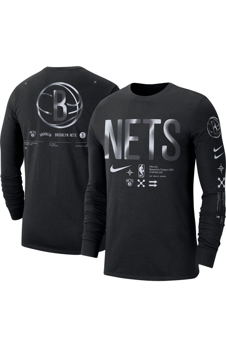 Nike Men's Nike Black Brooklyn Nets Essential Air Traffic Control Long Sleeve T-Shirt, Main, color, Black