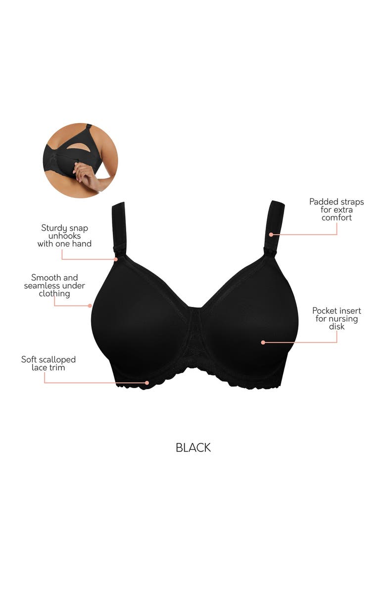 Parfait Leila Underwire Semless Cup Nursing Bra, Alternate, color, Black