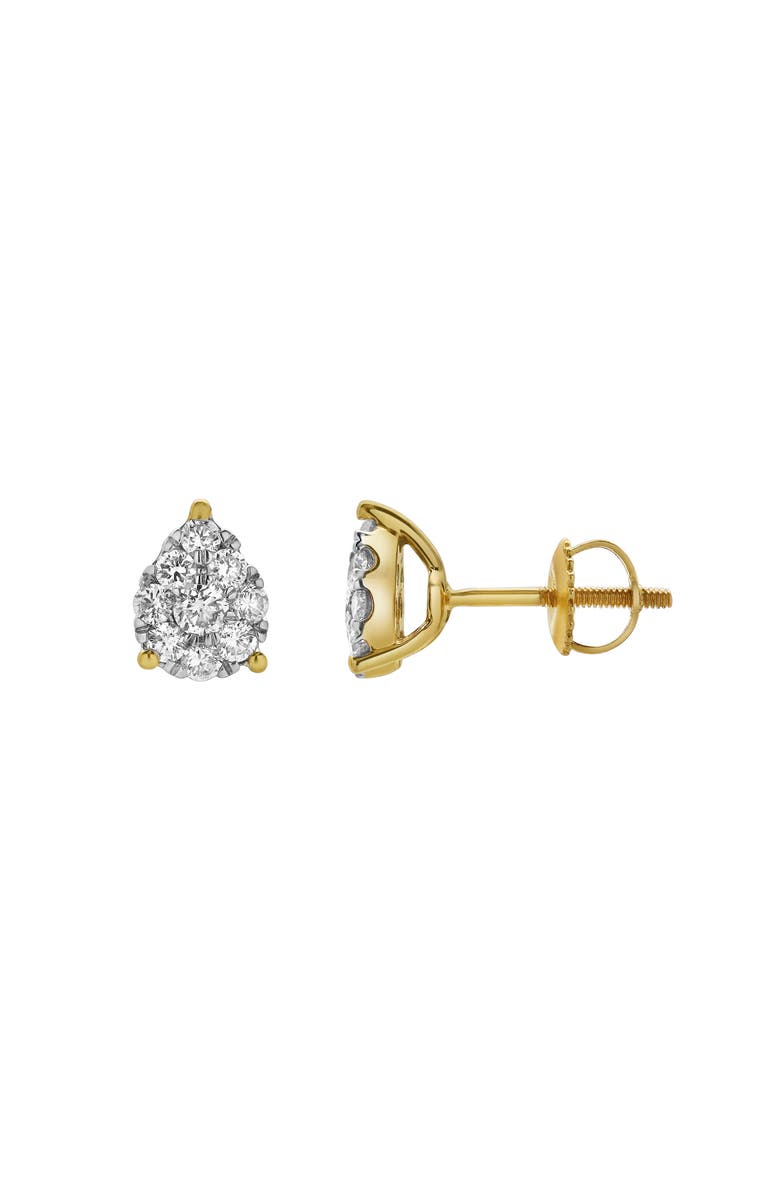 LuvMyJewelry Poire 14K Yellow Gold Cluster Lab Grown Diamond Unisex Earrings - 0.32 Cts, Alternate, color, 14K Yellow Gold