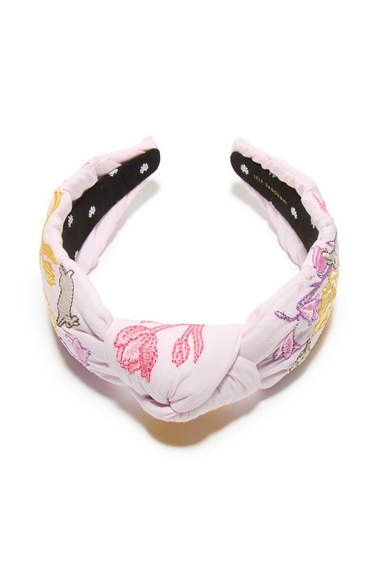 Lele Sadoughi Knotted Easter Bunnies Embroidered Headband, Alternate, color, Pink