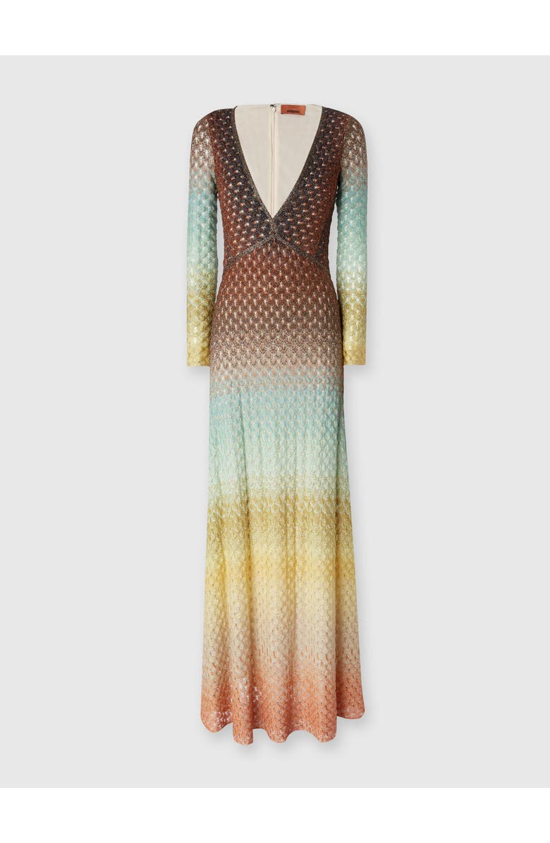 Missoni Flared Dégradé Long Dress With V-neck, Alternate, color,
