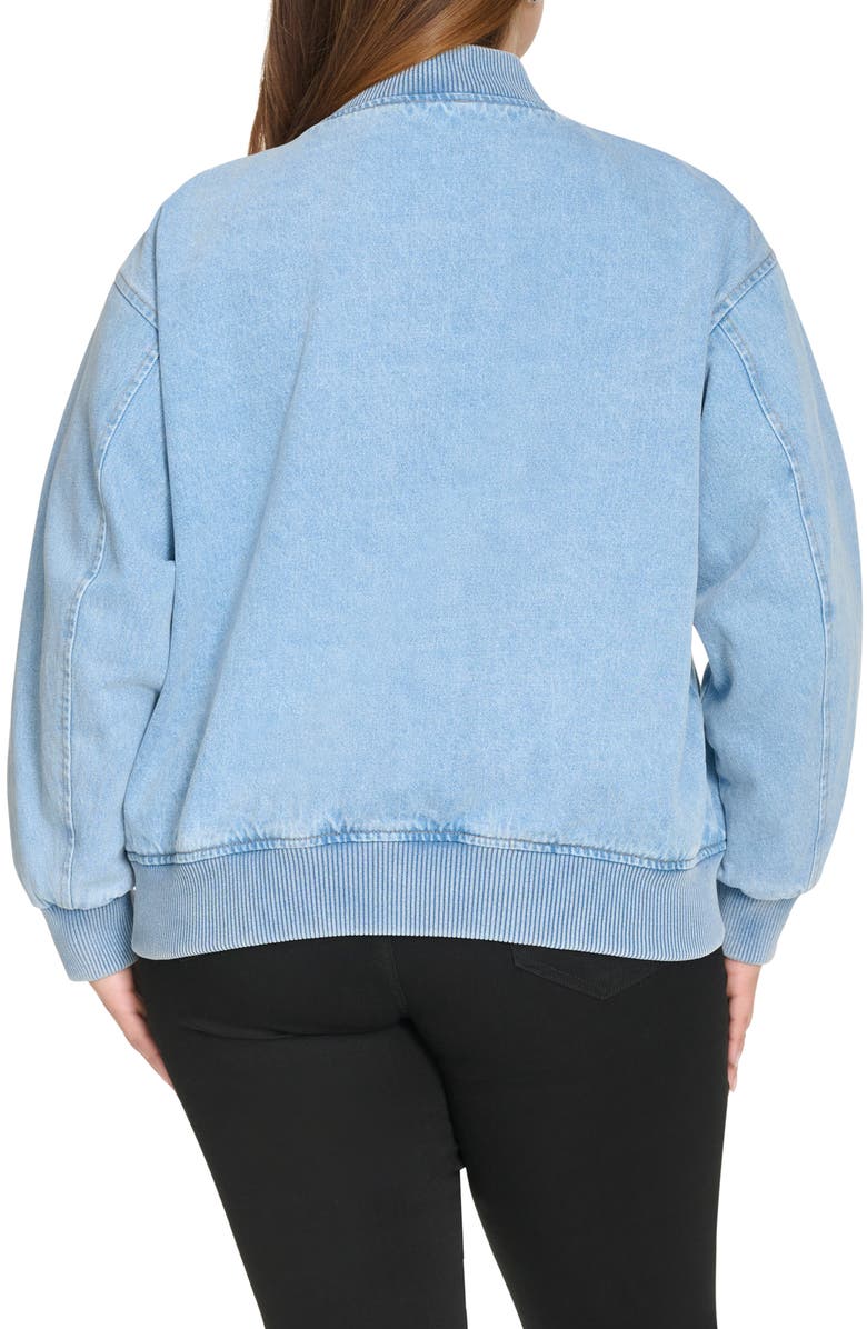 Levi's<sup>®</sup> Crop Varsity Denim Bomber Jacket, Alternate, color, Lt Wash De