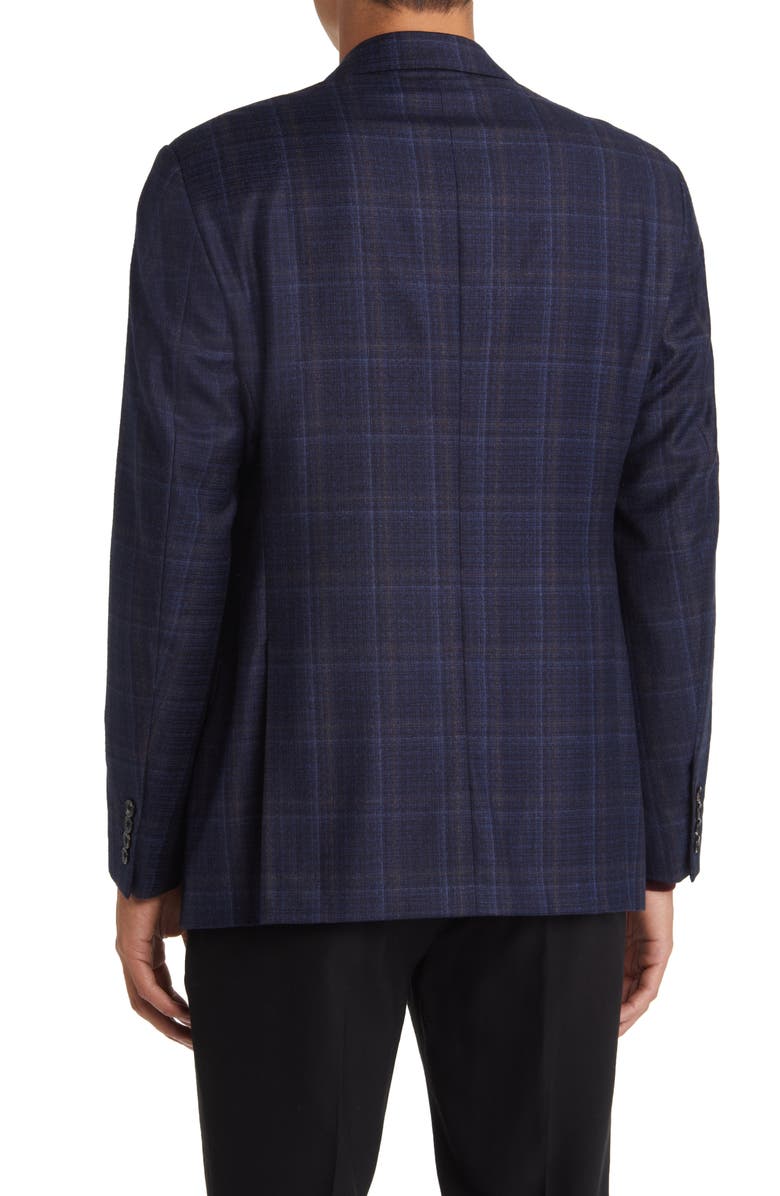 Emporio Armani Plaid Virgin Wool Blazer, Alternate, color, Solid Medium Blue