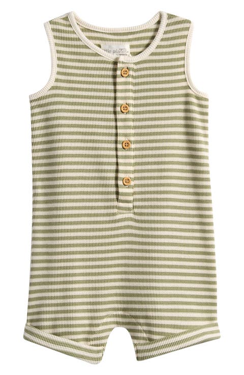 Stripe Stretch Cotton Blend Romper (Baby)
