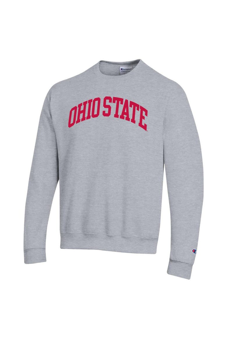 Men's Champion  Heather Gray Ohio State Buckeyes Basic Arch Fleece Pullover Sweatshirt, Alternate, color, Heather Gray
