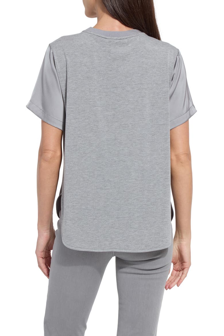 A-Line Crewneck Mixed Media Top, Alternate, color, DARK HEATHER GREY