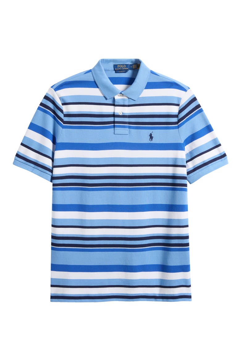 Classic Fit Stripe Cotton Mesh Polo Shirt, Alternate, color, BRISTOL BLUE MULTI