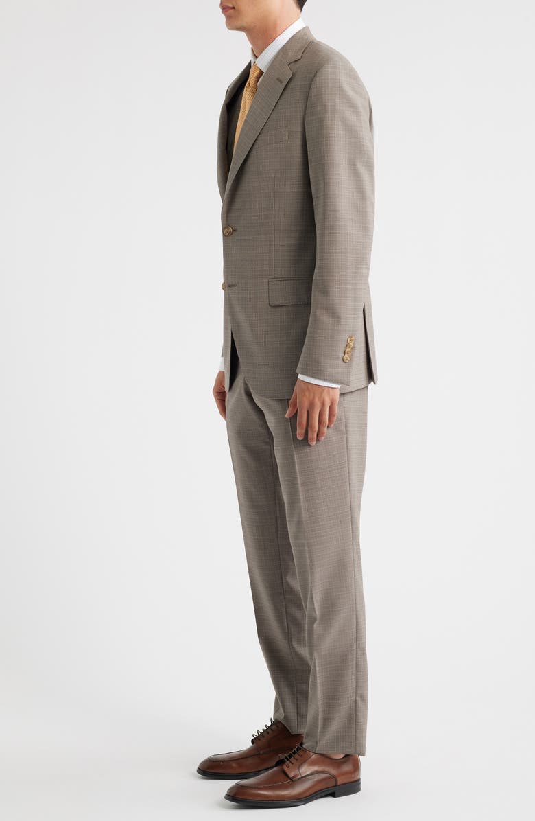 Peter Millar Hartford Classic Fit Tan Check Stretch Wool Suit, Alternate, color, Tan