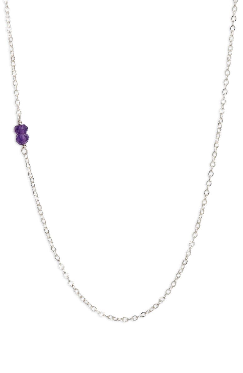Nashelle Semiprecious Stone Station Chain Necklace, Main, color, Sterling Silver