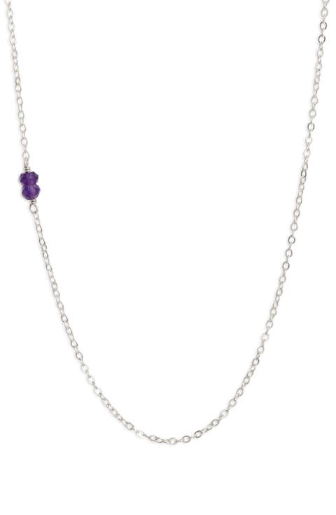 Semiprecious Stone Station Chain Necklace